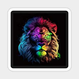 Retro lion in RGB colors of Pride ! Magnet