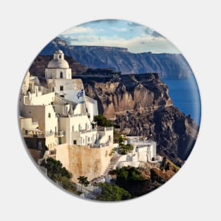 Fira is the capital of Santorini island, Greece Pin