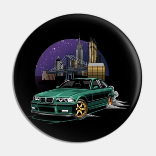 M3 E36 Illustration New York City Night Skyline Pin