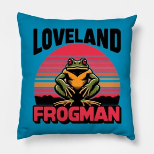 Loveland Frogman Retro Sunset Design Pillow