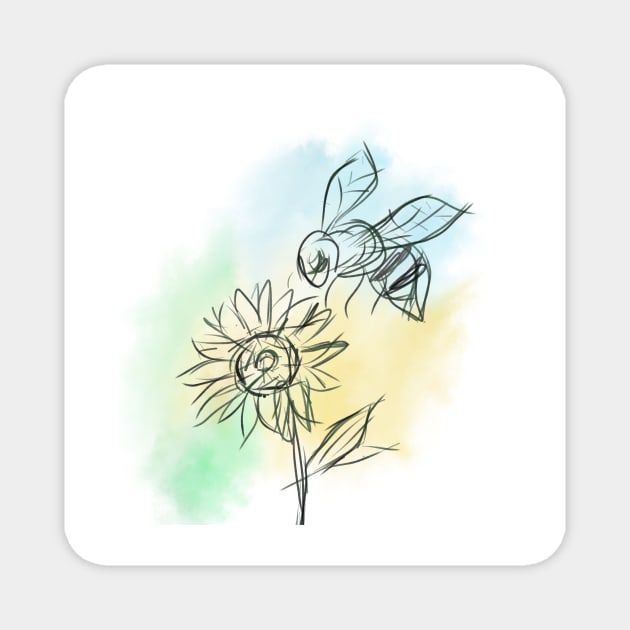 Bee landing on flower Magnet by CutiePoos