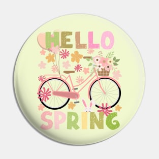 Hello Spring Pink Bicycle Pin