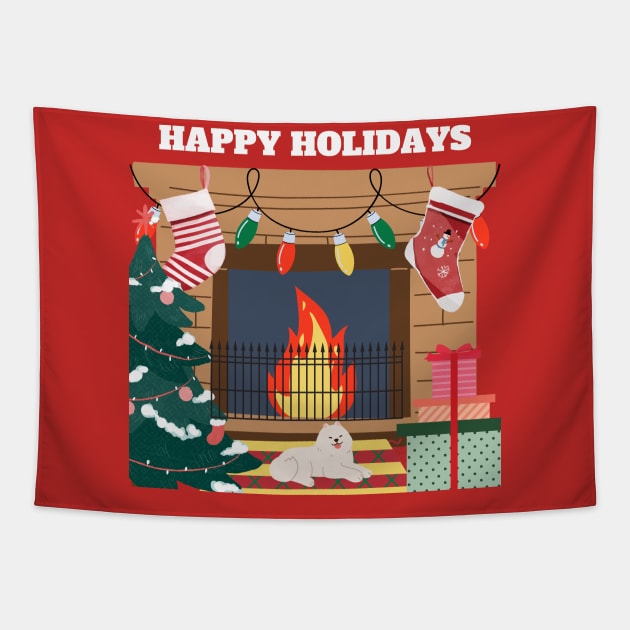 Happy Holidays Tapestry by Budwood Designs