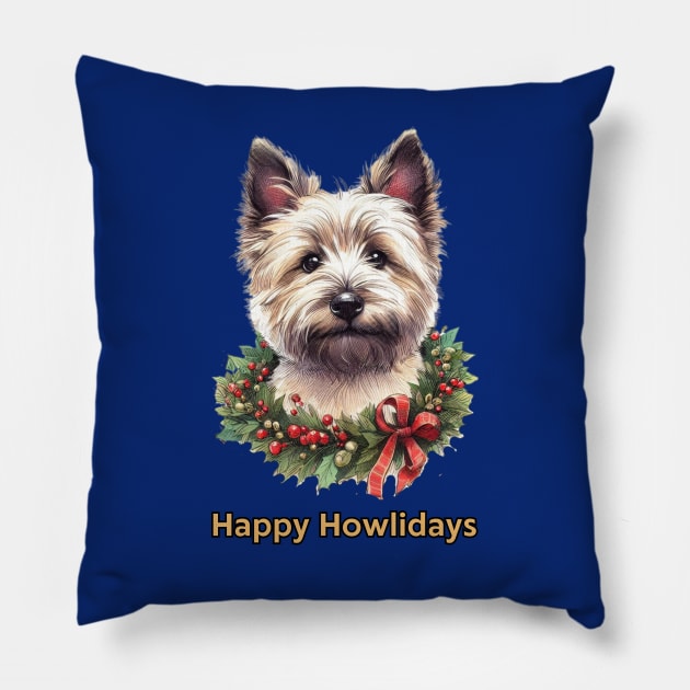 Happy Howlidays Cairn Terrier Pillow by ZogDog Pro