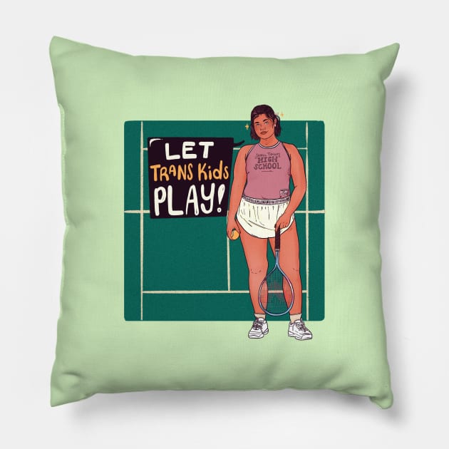 Let Trans Kids Play! Pillow by Liberal Jane Illustration