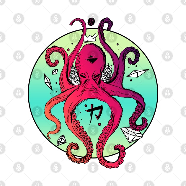 Blue Red Blend Brown Octopus by kenallouis