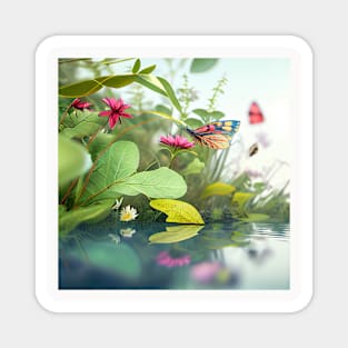 Water Leaves Calm Tranquil Nature Peaceful Season Outdoors Magnet