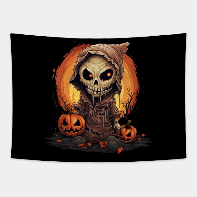 Eerie Halloween Ghoul, Spooky Season Delight Tapestry by Captain Peter Designs