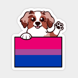 Love is Love Puppy - Red Merle - Bi Pride Flag Magnet