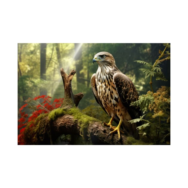 Falcon Animal Bird Wildlife Wilderness Colorful Realistic Illustration by Cubebox