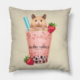 Strawberry Boba Hamster Pillow