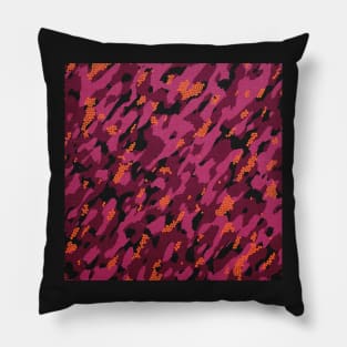 Camouflage - Dark Pink and yellow Pillow