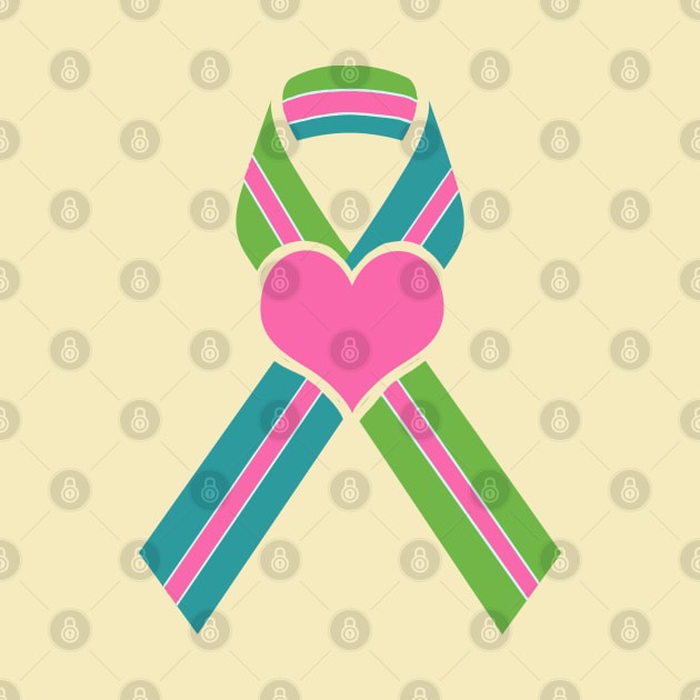 Metastatic Breast Cancer Ribbon with Big Heart by Trent Tides