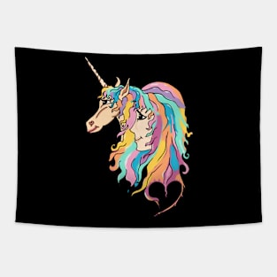 Sweet girl and unicorn drawing Tapestry