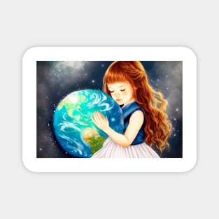 Save the earth girl Magnet