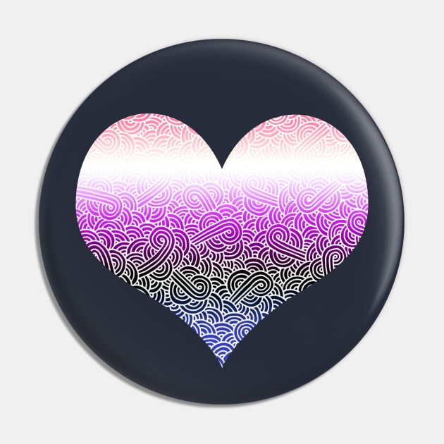 Ombré genderfluid colours and white swirls doodles heart Pin by Savousepate