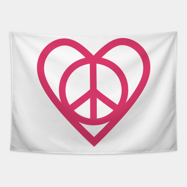 PEACE And Love Sign Raspberry Sorbet Tapestry by SartorisArt1