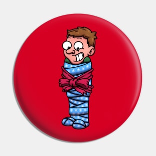 Man Wrapped Up As Christmas Present Pin