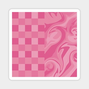 Checks and Swirls in Pink Magnet