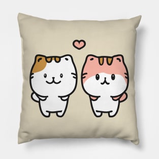 Couple of kawaii cute cat cartoon Pillow