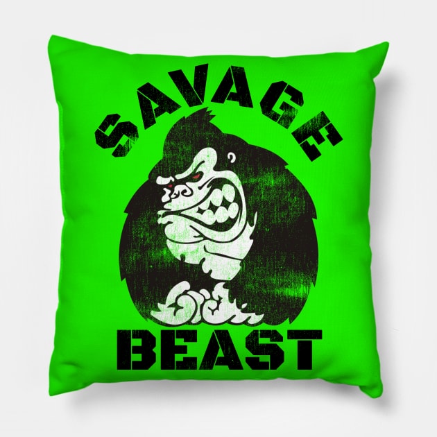 SAVAGE BEAST GORILLA Pillow by MuscleTeez