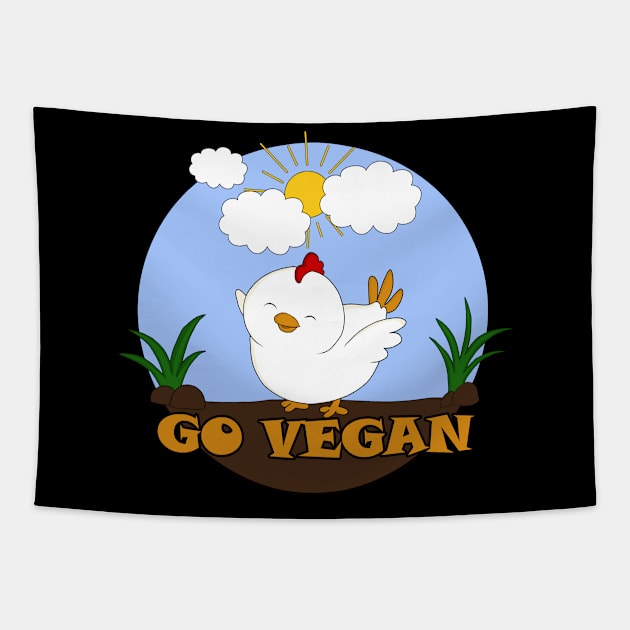 Go Vegan Cute Chick 3 Tapestry by valentinahramov