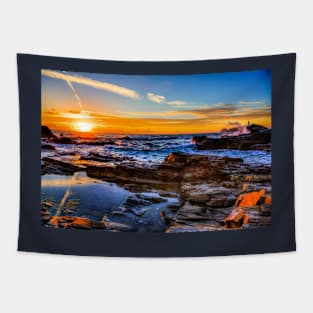 Godrevy Lighthouse, Golden Cornwall Sunset Tapestry