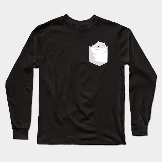 Kitty In The Breast Pocket Cat Meow Cat Long Sleeve T Shirt