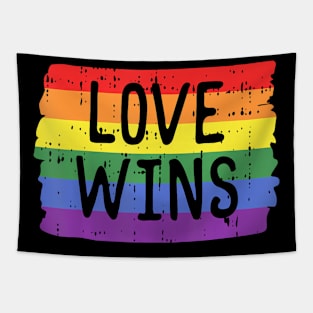 Love Wins  Rainbow Flag Gay Lgbt Pride Support Tapestry