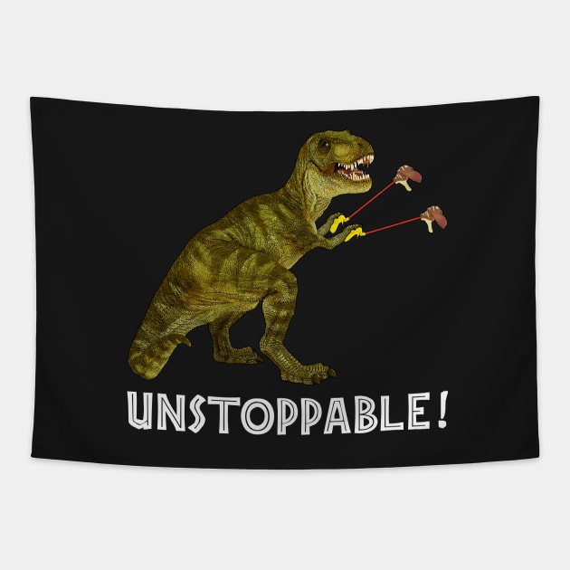 Tyrannosaurus Rex with Grabbers is UnStoppable 2 Tapestry by SirLeeTees