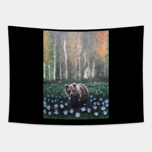 Autumn Morning in a Forest Bear Flowers and Blowers Peace Harmony with Nature Tapestry