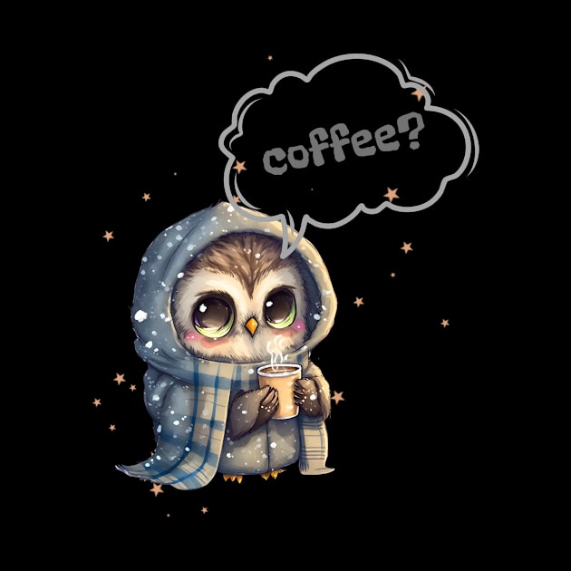 Cute Owl with Hot Coffee by Gomqes