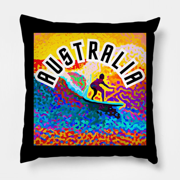 SURFING AUSTRALIA Pillow by fantasmigorical