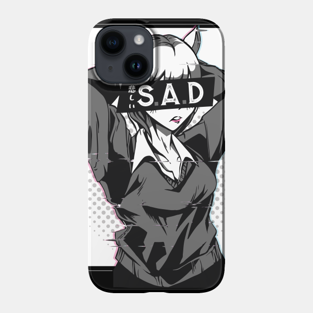 Japanese Sad Anime Girl Vaporwave Glitch - Sad Girls Anime - Phone Case | TeePublic Japanese Sad Anime Girl Vaporwave Glitch - Sad Girls Anime - Phone Case | TeePublic