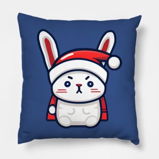 Angry Bunny in Santa hat Christmas Pillow