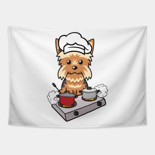 Funny yorkshire terrier is cooking Tapestry