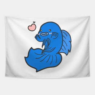 Kawaii Cute Anime Funny Betta Fish - Blue Tapestry