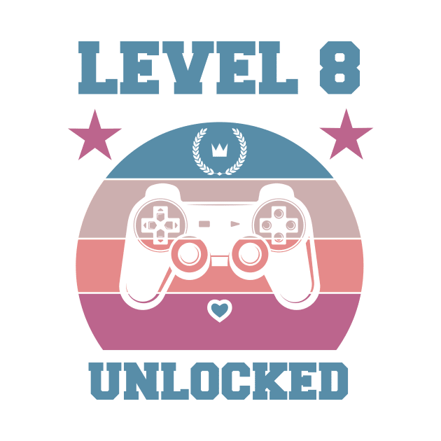 Level 8 Unlocked 8th Birthday Gift for Video Gamers Classic by podesigns