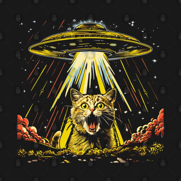 Shocked Cat and UFO Invasion by OscarVanHendrix