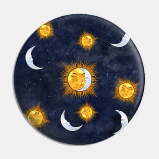 Sun and moon pattern Pin