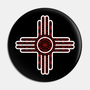 New Mexico State Flag Zia - Red Sacred Geometry Zia Pin