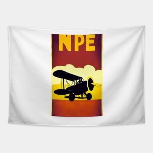 Vintage Airplane Poster Tapestry