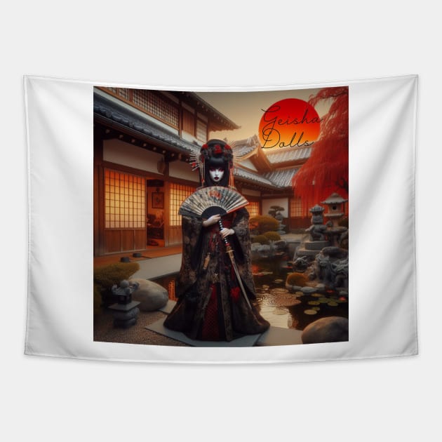 Geisha Dolls Tapestry by PlayfulPandaDesigns