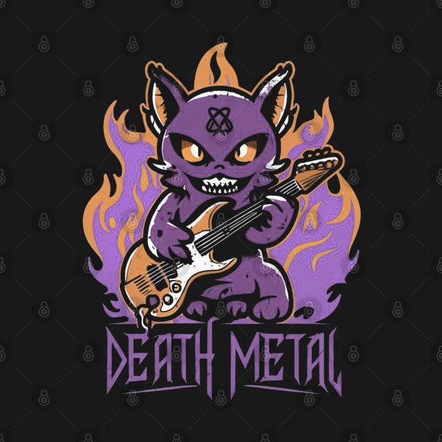 Death Metal Satanic Baphomet Cat playing guitar by Aldrvnd