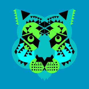 Tiger Face, Blue and Green T-Shirt