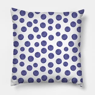 Cute Purple Blueberries on a White Background Pillow