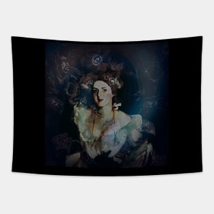 Aesthetics, darkness, gothic, romantic, moon, dark academia, love, romantic, statue, vintage, retro, artistic, artsy, classy, butterfly, flowers, floral Tapestry