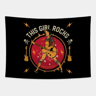 This Girl Rocks // Rocker Chick // Rock n Roll Grunge Graphic Tapestry