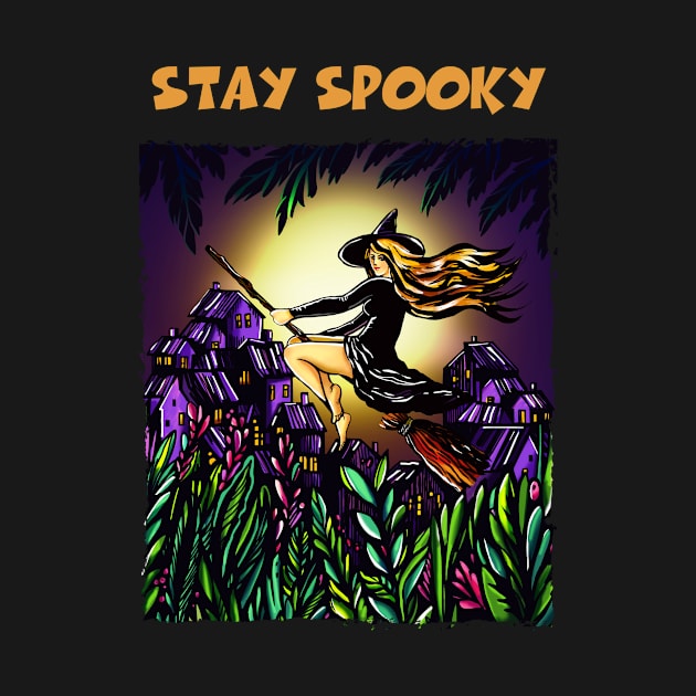 Stay spooky Shirt Funny Halloween Tee Scary Party Gift Pumpkin Tshirt by NickDezArts