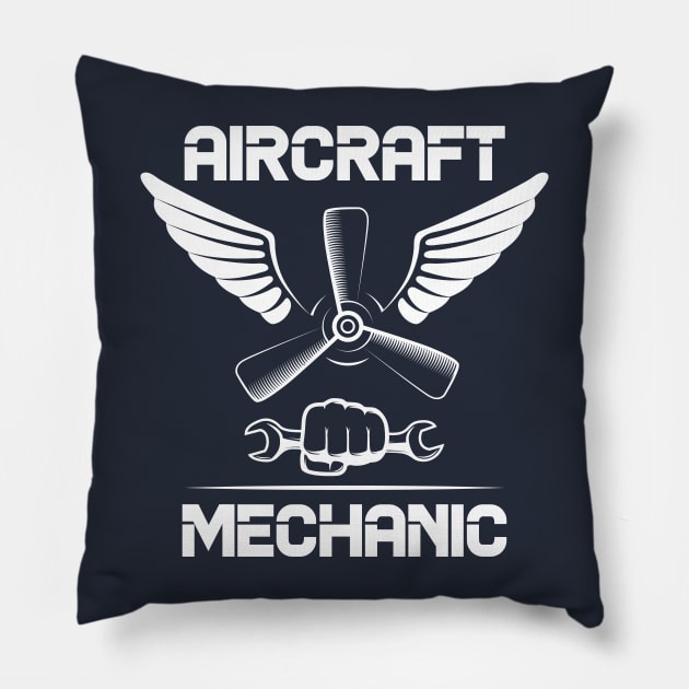 Airplane Aircraft Mechanic Aviation Pillow by chidadesign